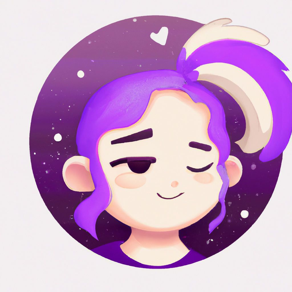 illustration of a profile picture, animated, modern design, purple background, for the web, cute, happy, 4k, high resolution, trending in artstation